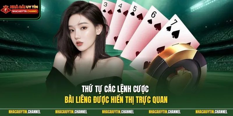 Thứ tự các lệnh cược bài Liêng được hiển thị trực quan
